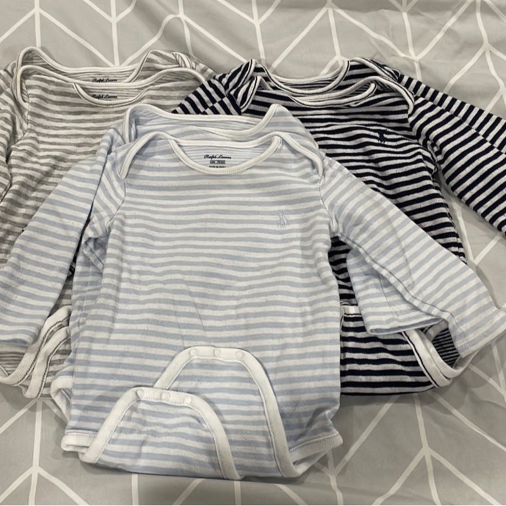 Ralph Lauren Baby Long Sleeve Onesie 6 tops size 6M bundle lot